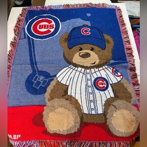Cubs vintage knitted baseball bear baby‎ throw blanket.
